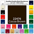 22"x22" Blank Solid Cocoa Brown Imported 100% Cotton Bandanna
